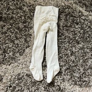 Janie and Jack White Thick Ruffled Tights 3-6 Months